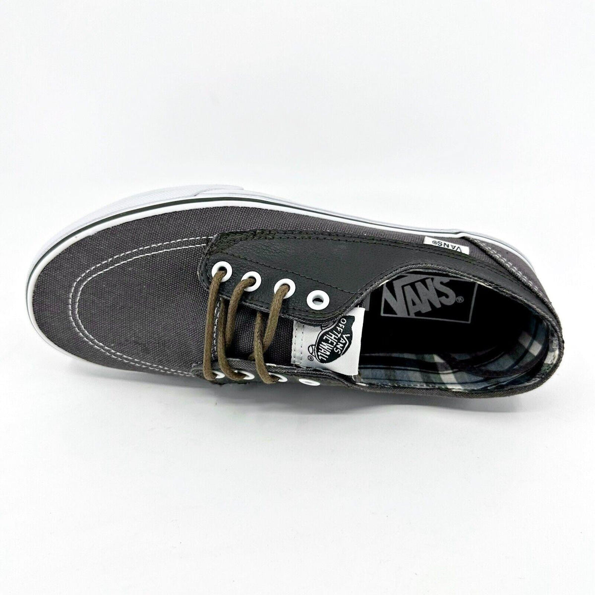 VANS Brigata (Leather Plaid) Asphalt Beluga Gray Womens Size 8 Casual Sneakers