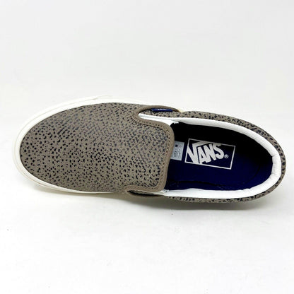 Vans Classic Slip On (Cheetah Suede) Tan Black Womens Animal Print Casual Shoes