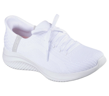 Women's Wide Fit Skechers 149710W Slip-ins Ultra Flex 3.0 Brilliant Trainers - White
