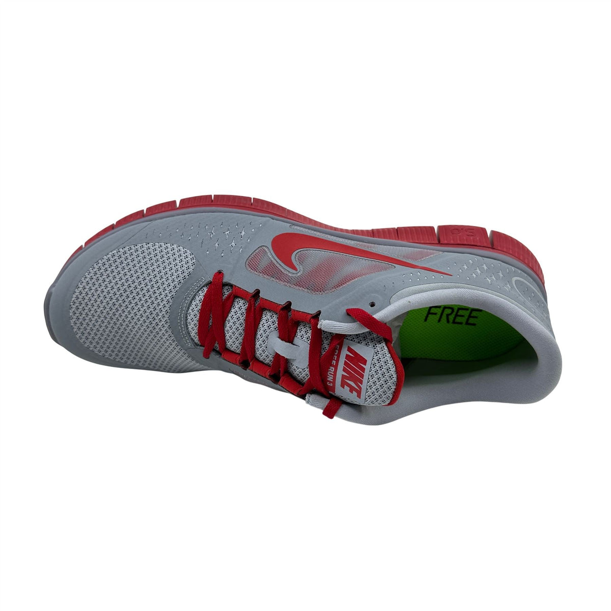 Nike Free Run+ 3 Wolf Grey Gym Red Mens Athletic Sneaker