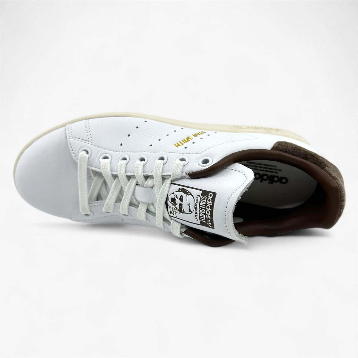 Adidas Stan Smith Cloud White Gold Brown Womens Athletic Sneaker