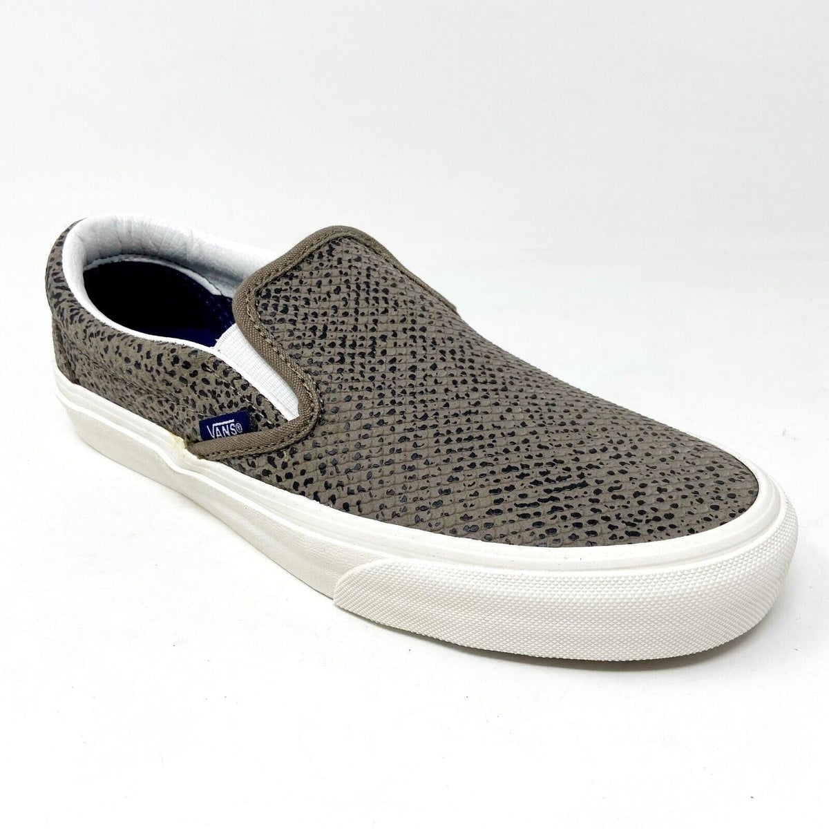 Vans Classic Slip On (Cheetah Suede) Tan Black Womens Animal Print Casual Shoes
