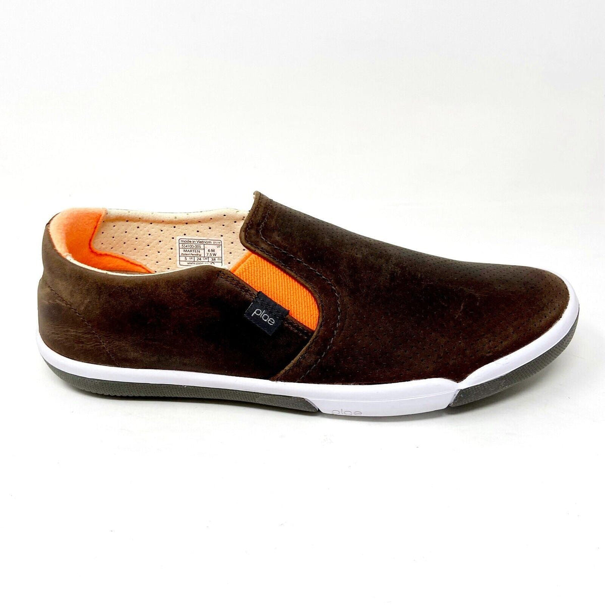 Plae Marten Brown Orange Mens Slip On Leather Sneakers 554100 005
