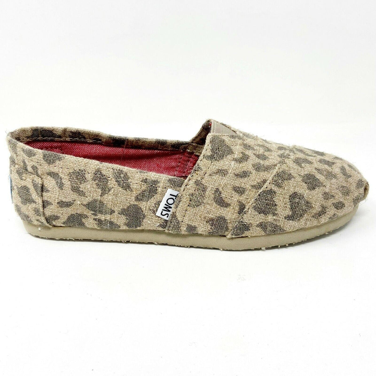 Toms Classics Leopard Burlap Womens Slip On Casual Canvas Flat Shoes
