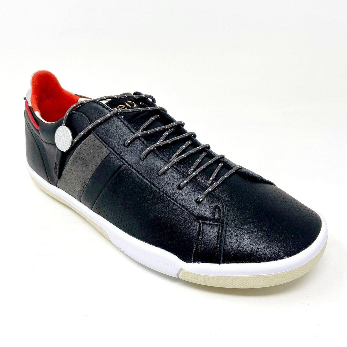 Plae Mulberry Black Red Full Grain Leather Mens Casual Sneakers 552010 001