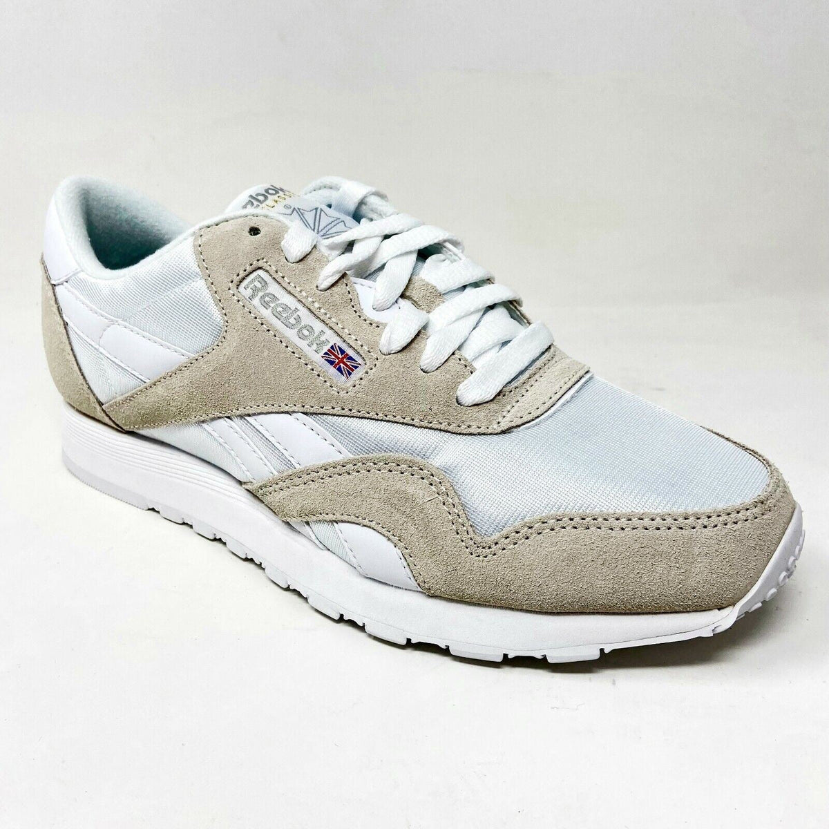 Reebok Classic Nylon White Light Grey Mens Casual Sneakers 6390