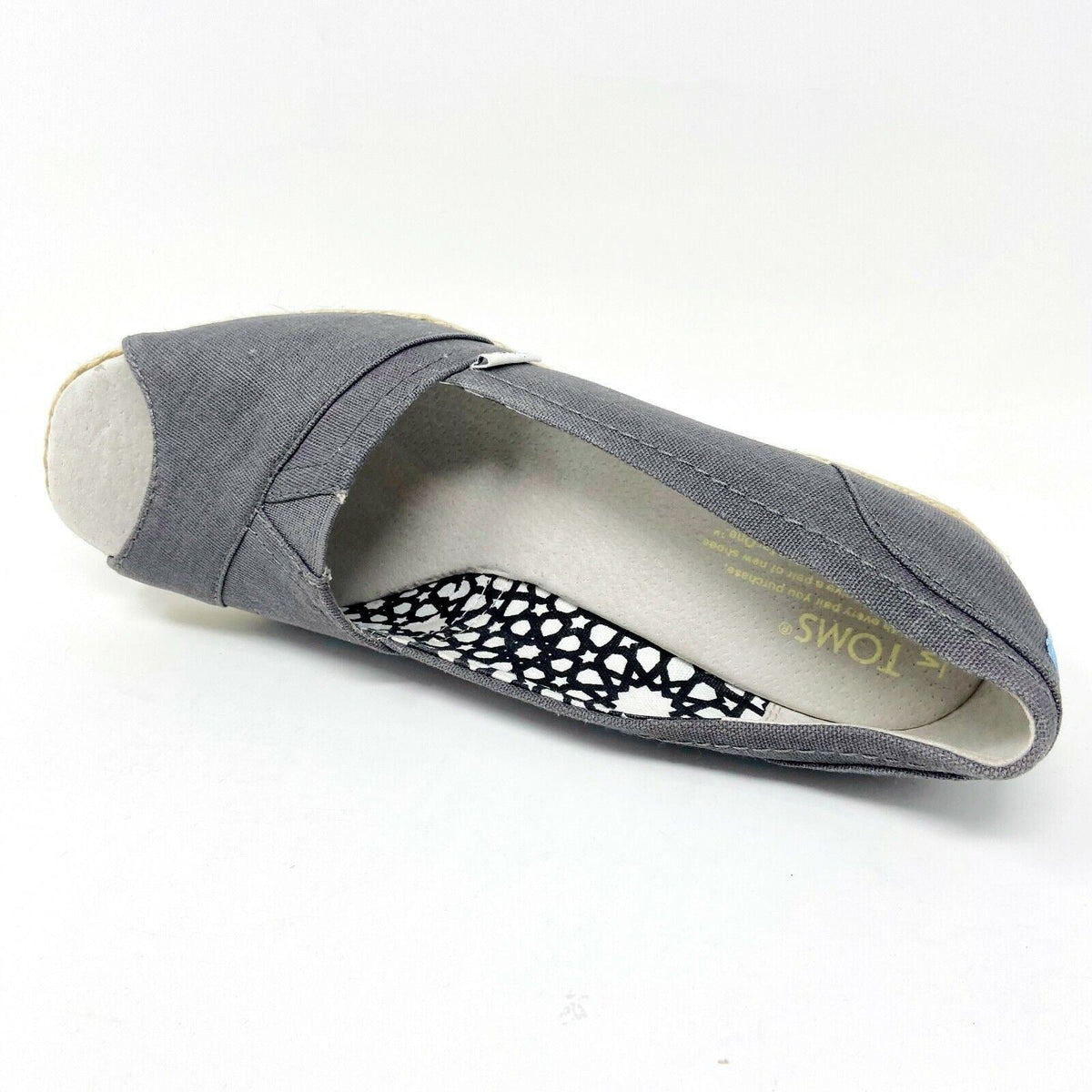 Toms Wedge Ash Canvas Womens Open Toe Heel Casual Booties