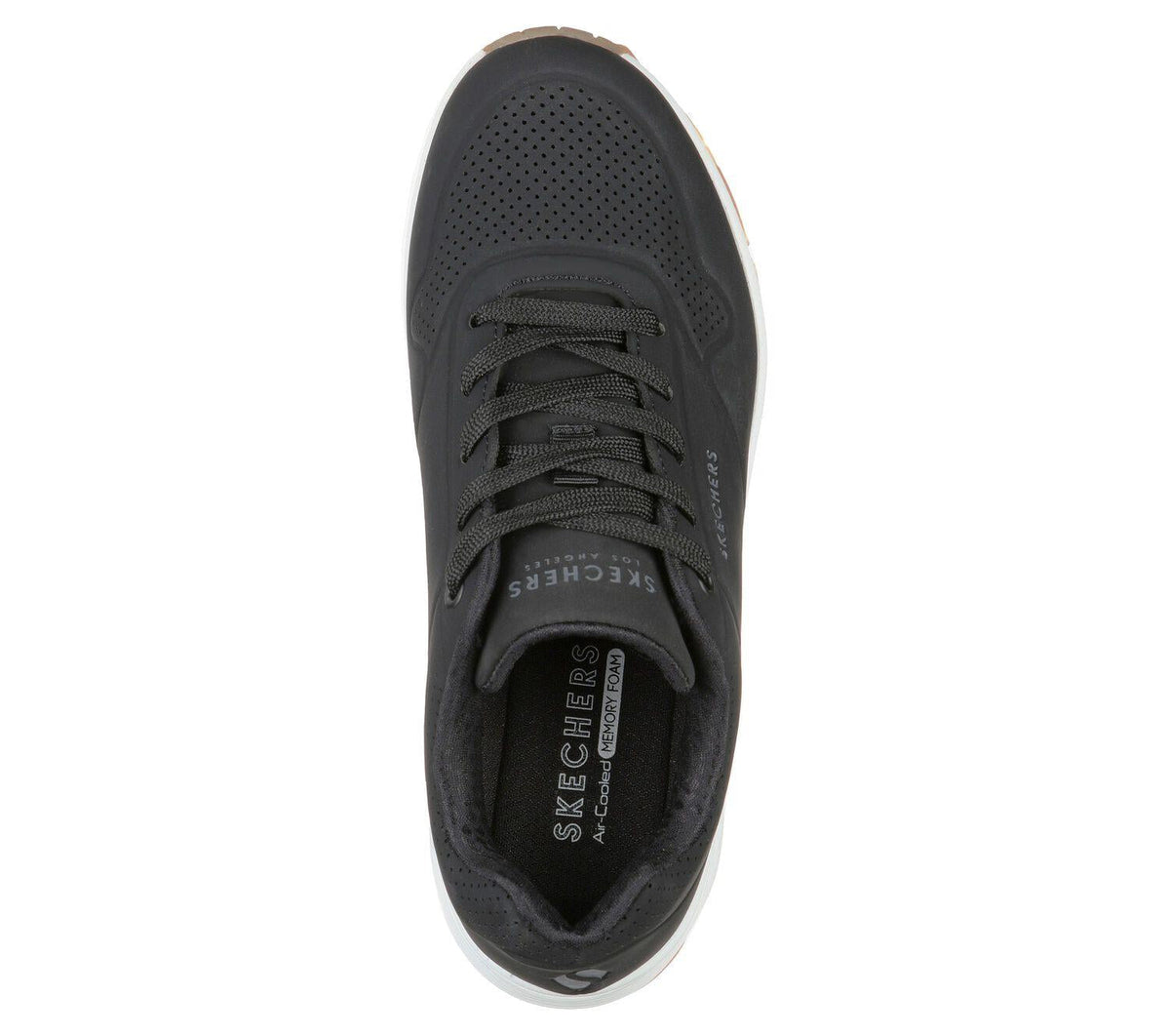 Women's Wide Fit Skechers 73690 Uno Stand On Air Walking Street Wear Trainers - Black/White