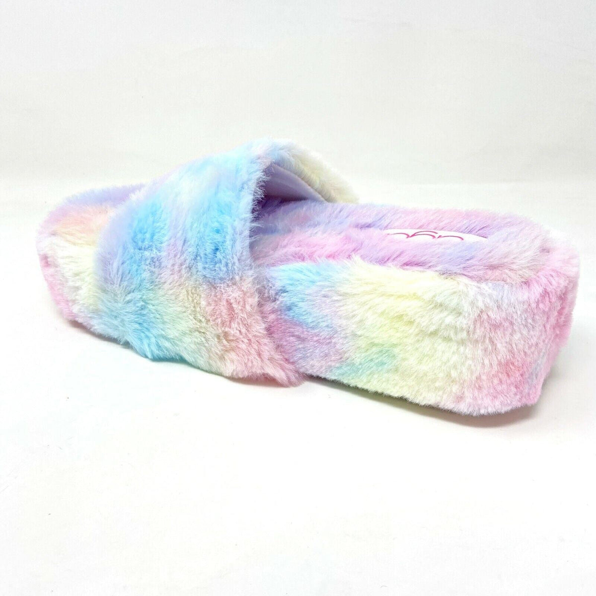Sugar Wryde Tie Dye Platform Womens Fluffy Slip On Fur Warm Slipper Sandals