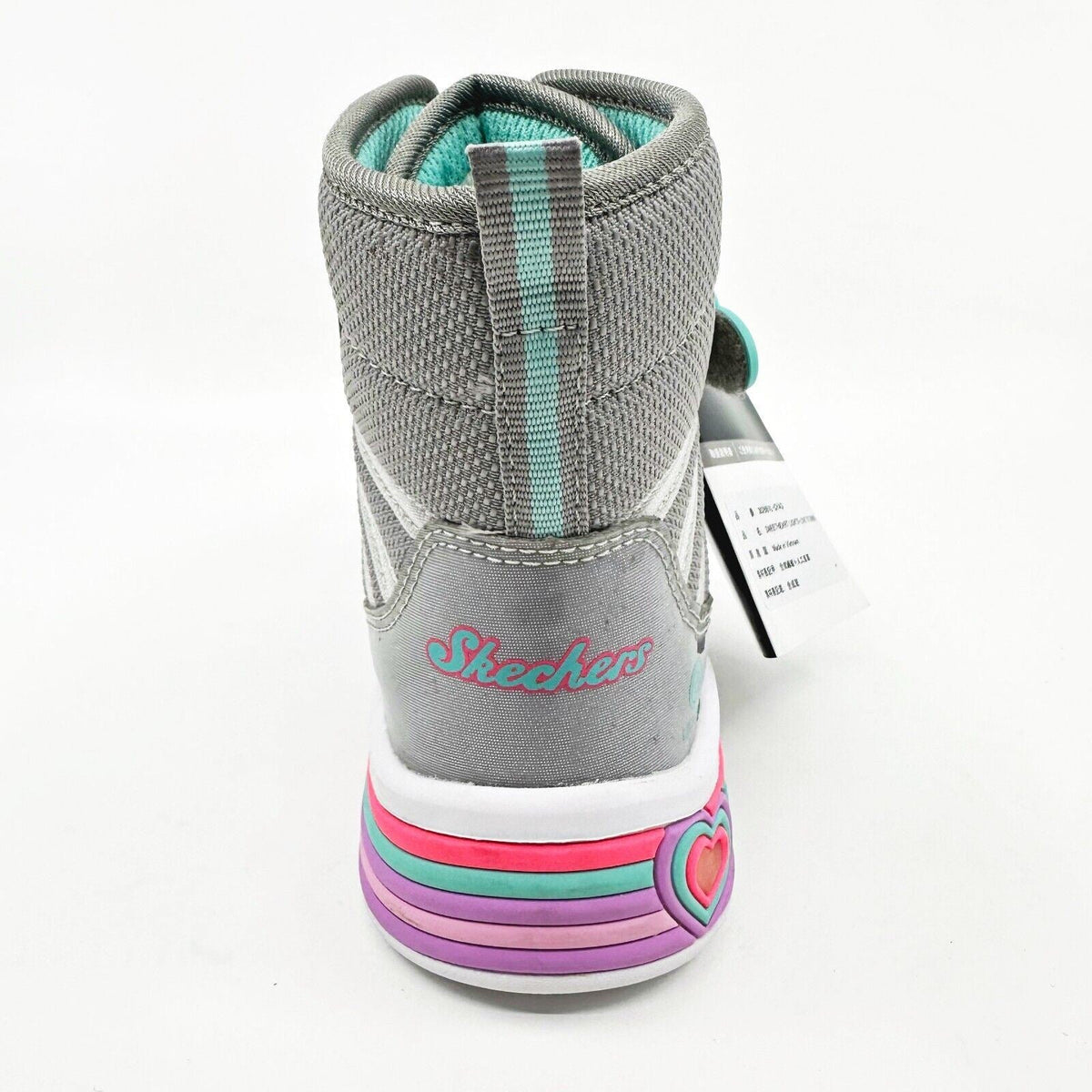 Skechers S Lights Sweetheart Lights Love To Shine Gray Aqua Kids Girls Size 11