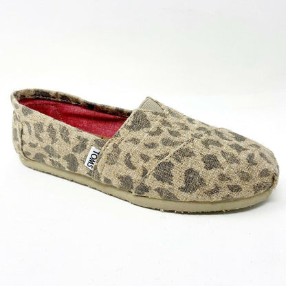 Toms Classics Leopard Burlap Womens Slip On Casual Canvas Flat Shoes