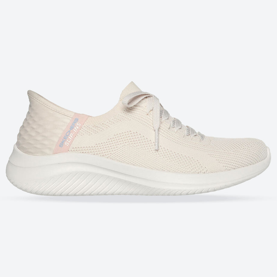 Women's Wide Fit Skechers 149710 Slip-ins Ultra Flex 3.0 Brilliant Trainers - Natural
