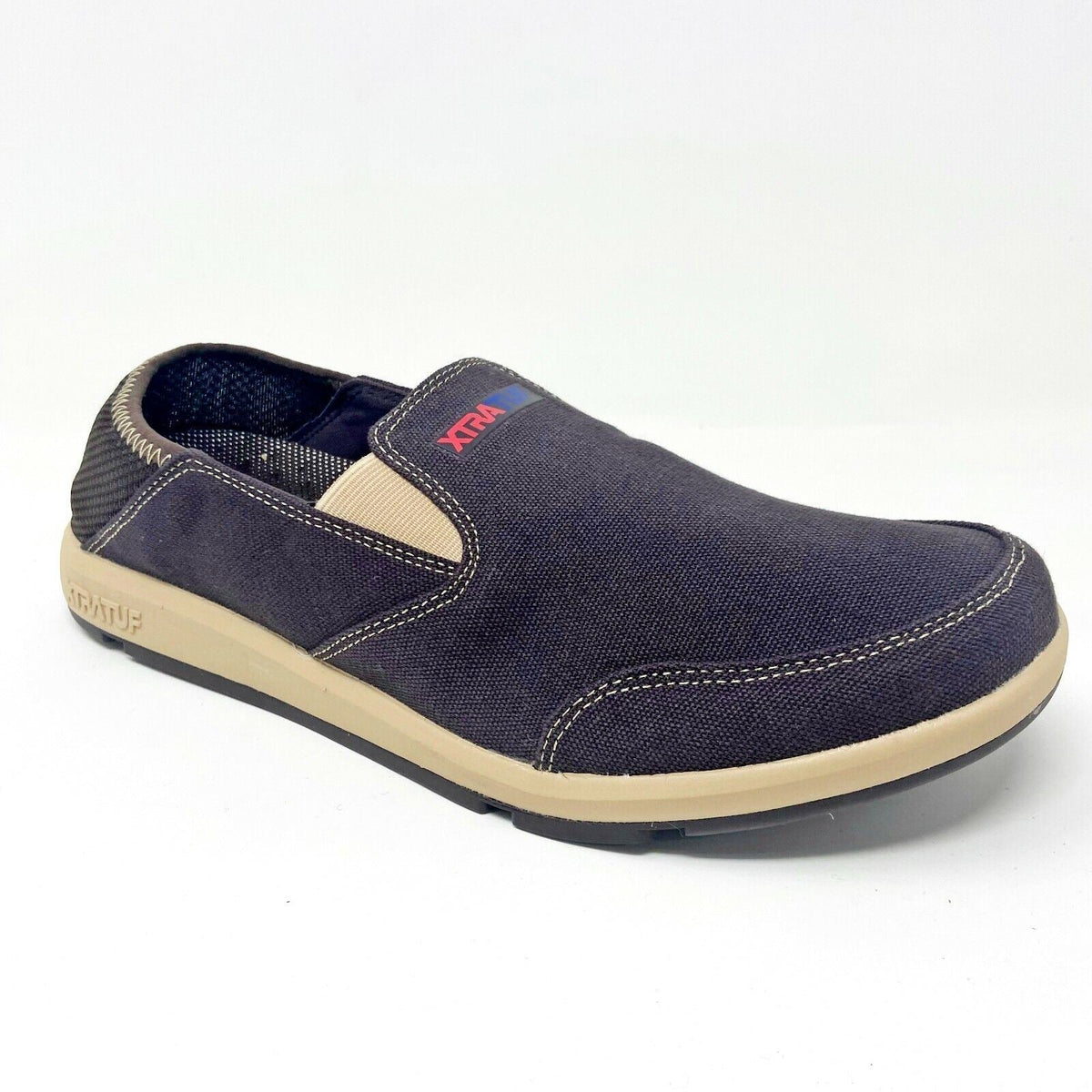 XtraTuf Yellowtail Chocolate Tan Slip Resistant Mens Slip On Canvas Work Shoes