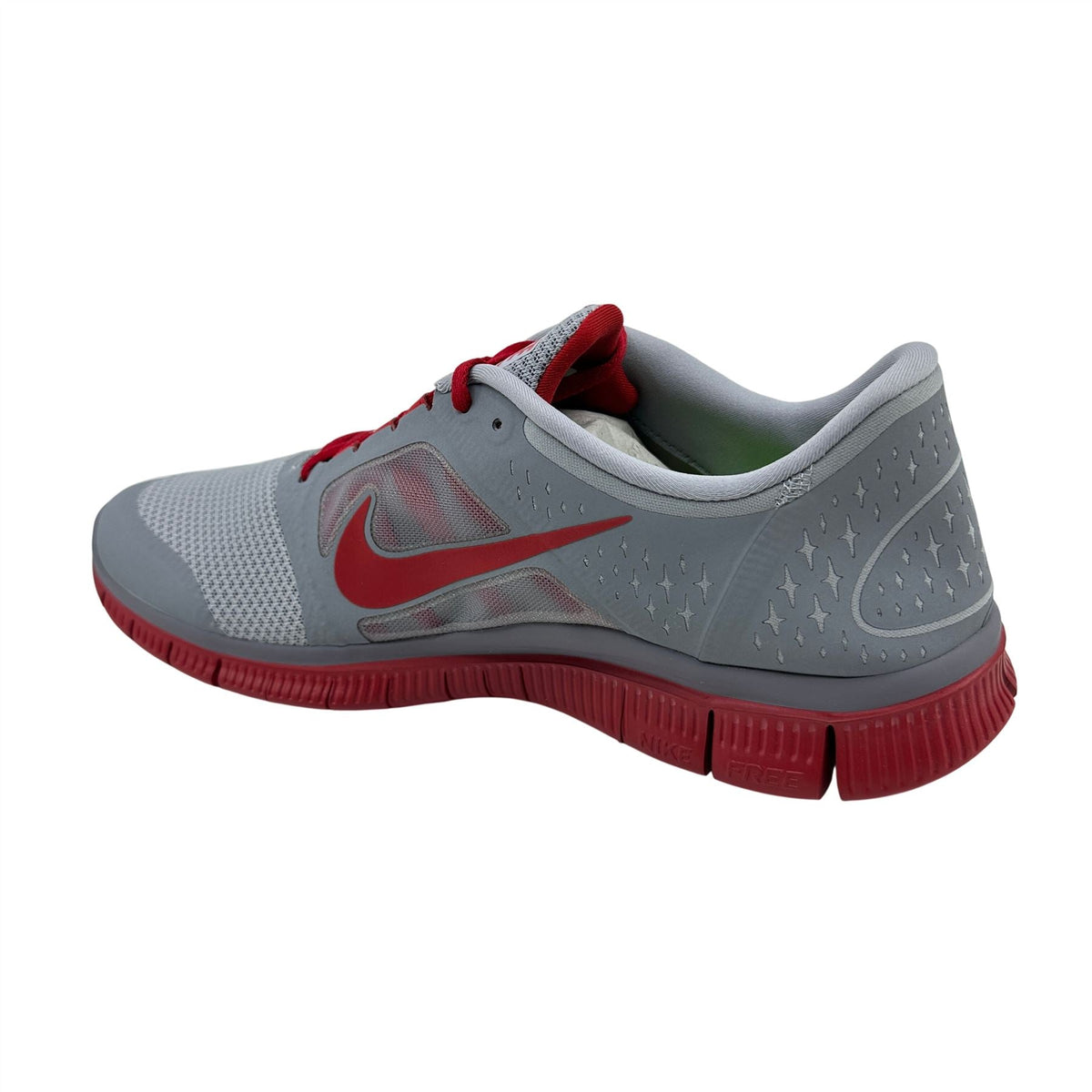 Nike Free Run+ 3 Wolf Grey Gym Red Mens Athletic Sneaker